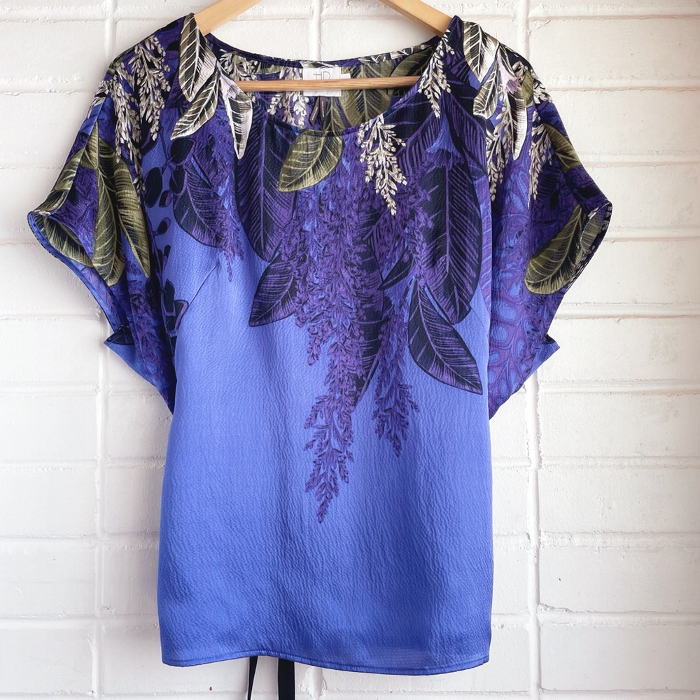 Anthropologie HD in Paris Blue Silk Cocoon Blouse - Picture 3 of 7